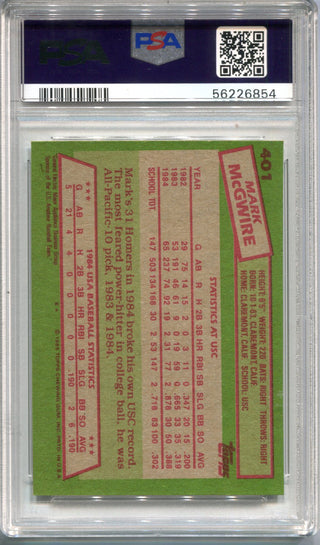 Mark McGwire 1985 Topps #401 PSA Mint 9 RC