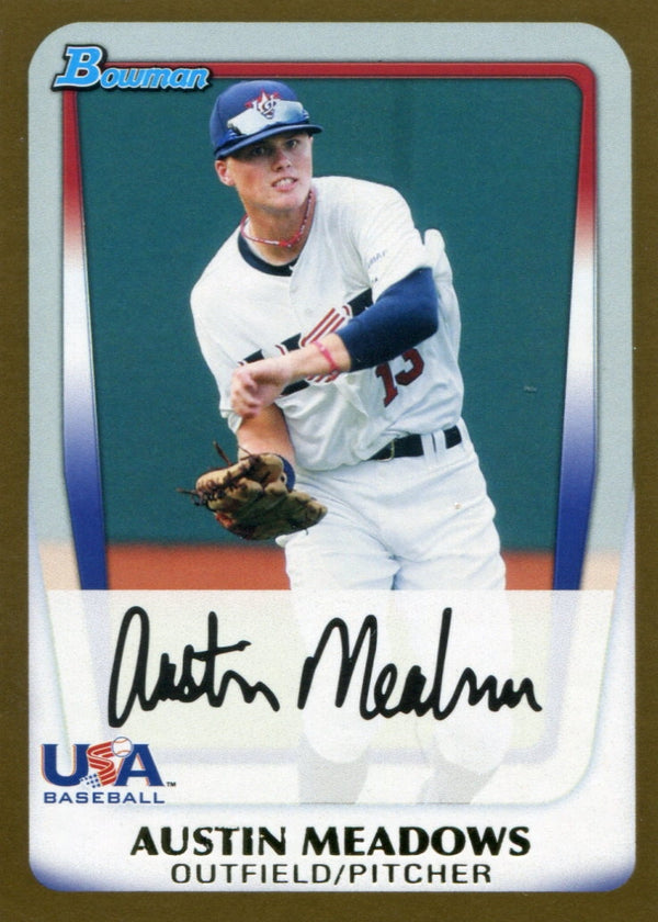 Austin Meadows 2011 Bowman Draft Picks Gold Rookie Card