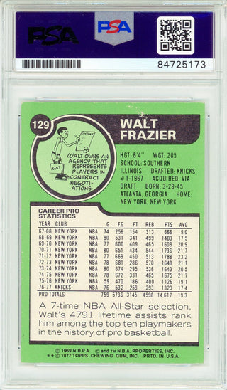 Walt Frazier Autographed 1977 Topps Card #129 (PSA Auto)