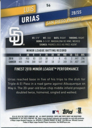 Luis Urias 2019 Topps Finest Rookie Card