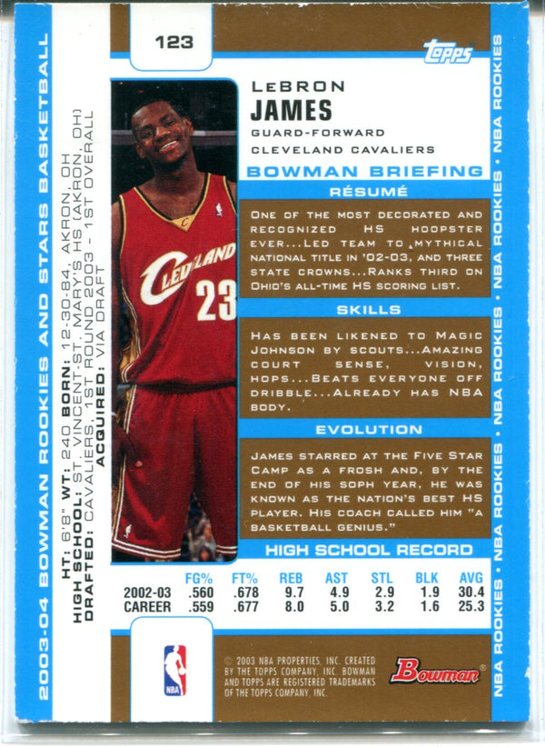 LeBron James 2003-04 Bowman Gold Rookie Card #123