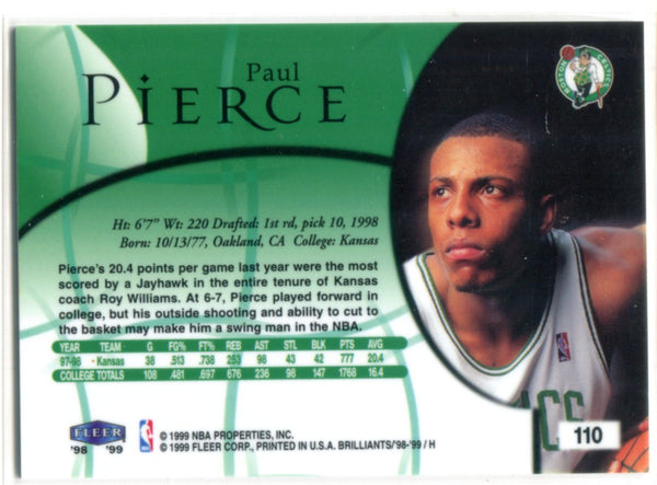 Paul Pierce 1998-99 Fleer Brilliants Rookie Card #110