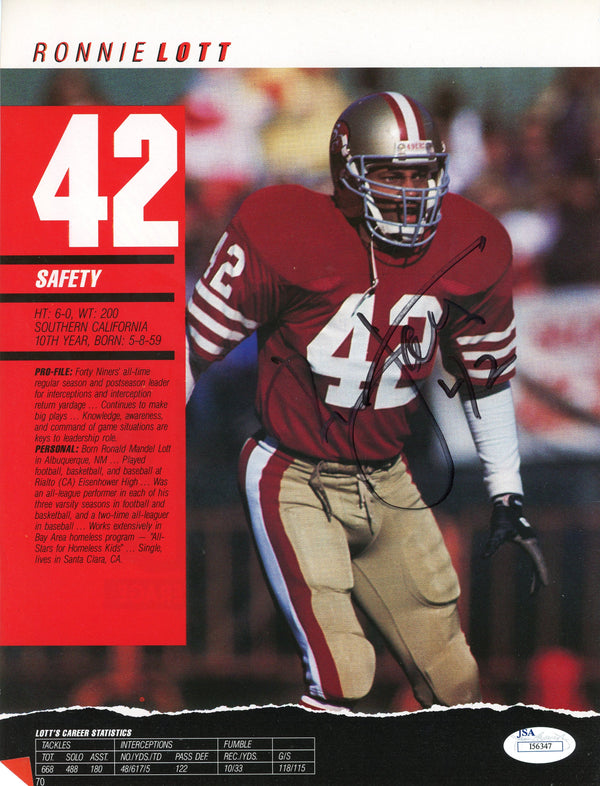 Ronnie Lott Autographed 1990 Yearbook Page (JSA)