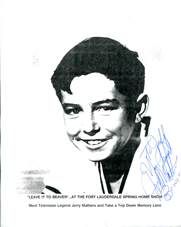 Jerry Mathers Autographed Black & White 8x10 Page