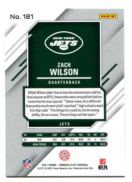 RSA Zach Wilson Signed New York Green Football Jersey (JSA)