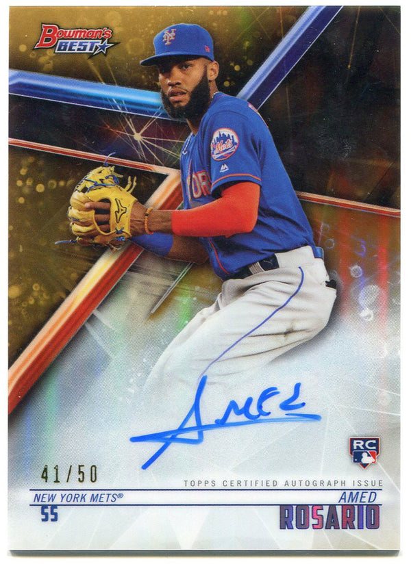 Amed Rosario Autographed 2018 Bowman's Best Rookie Card