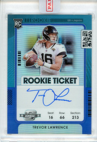 Trevor Lawrence Autographed 2021 Panini Contenders Optic Teal Prizm Rookie Card #101