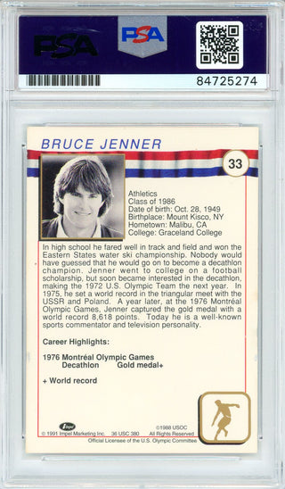 Bruce Jenner Autographed 1988 US Olympic Card #33 (PSA Auto)