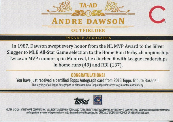 Andre Dawson  2013 Topps Tribute Autographed Card 17/25