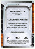 Lucas Giolito Autographed 2022 Topps Tribute Card