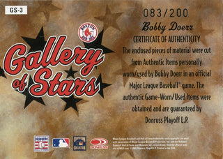 Bobby Doerr 2005 Donruss Diamond Kings Autograph & Game Worn/Used Items 83/200