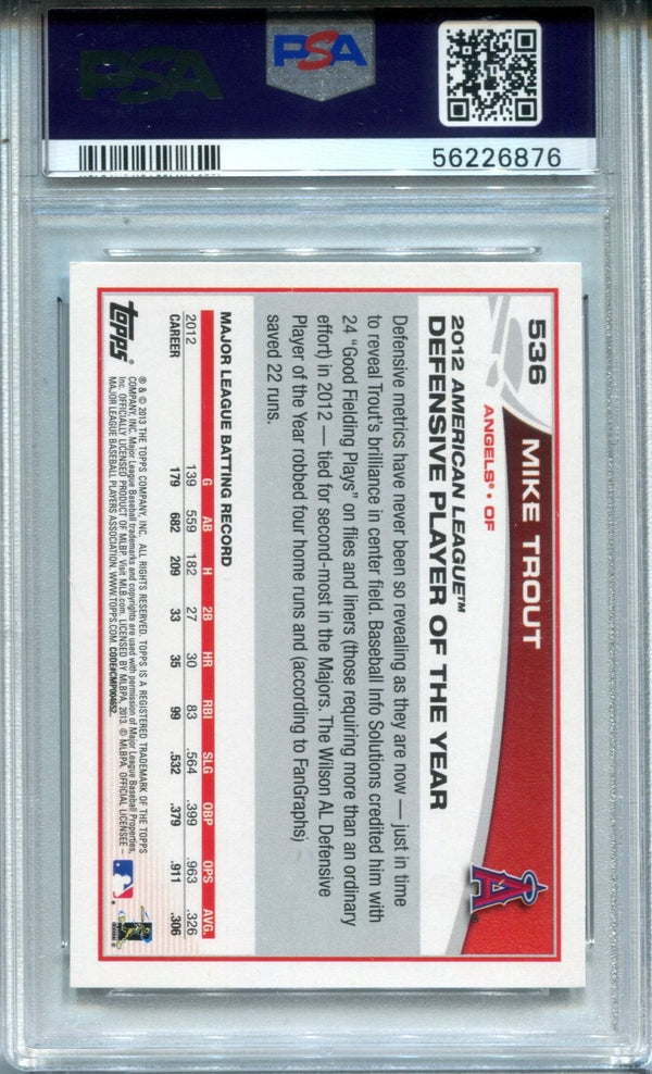 Mike Trout 2013 Topps #536 PSA Mint 9 Card