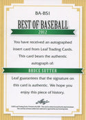 Bruce Sutter 2012 Leaf Autographed Card