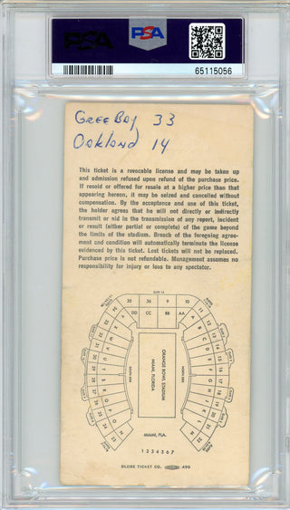1968 Super Bowl II Green Bay Packers Vs. Oakland Raiders Yellow Variation Ticket (PSA VG 3mk)