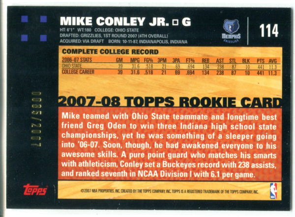 Mike Conley Jr. 2007-08 Topps Gold Rookie Card #114