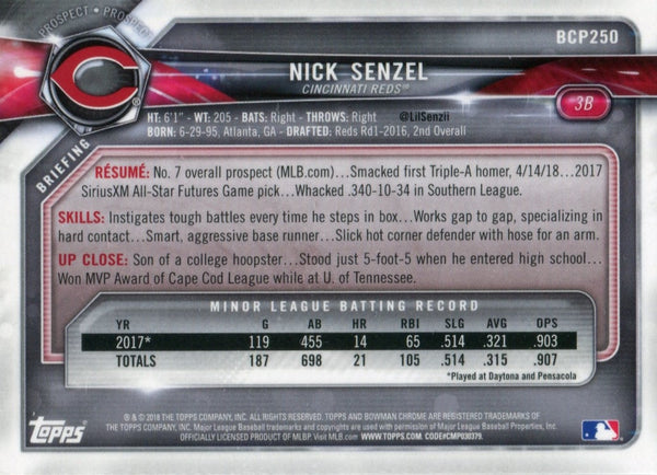 Nick Senzel 2018 Bowman Chrome Rookie Card