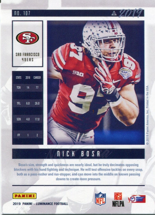 Nick Bosa 2019 Panini Luminance Rookie Card