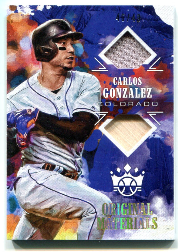 Carlos Gonzalez 2018 Panini Donruss Diamond Kings Jersey Card