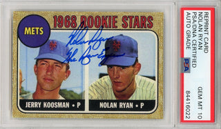 Nolan Ryan "The Ryan Express" Autographed 1968 Rookie Reprint Card (PSA Auto GM 10)