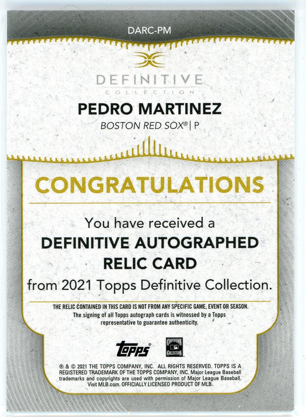 Pedro Martinez Autographed 2021 Topps Definitive Relic Card #DARC-PM