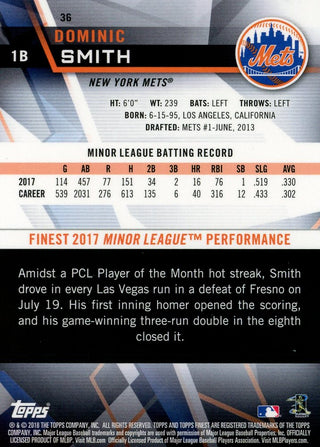 Dominic Smith 2018 Topps Finest Rookie Card