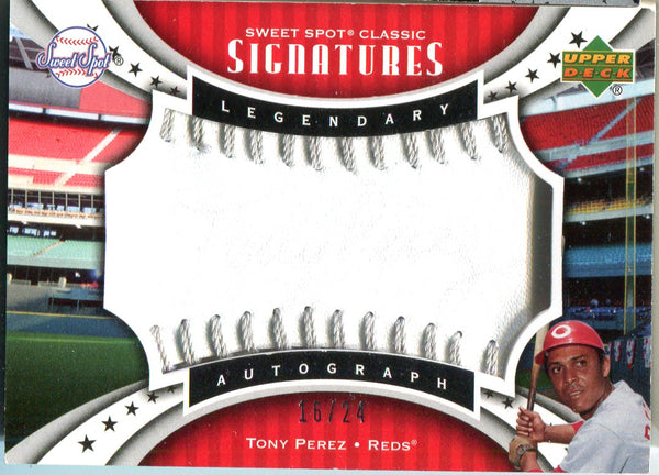 Tony Perez 2007 Upper Deck Sweet Spot Classic Autographed Card #16/24