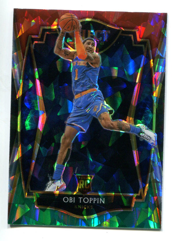 Obi Toppin 2021 Panini Select Cracked Ice Red/White/Green #187 Premier Level RC