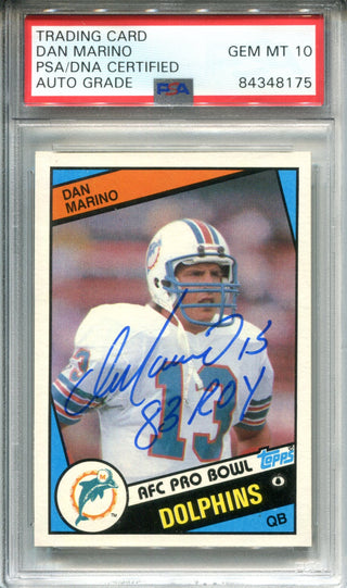 Dan Marino "83 ROY" Autographed 1984 Topps Rookie Card (PSA)