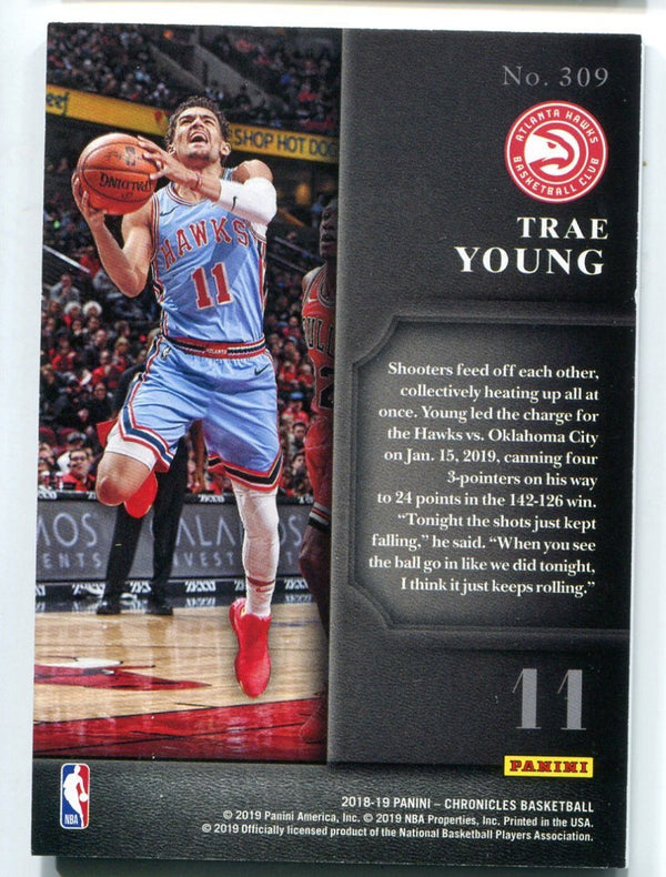 Trae Young 2018-19 Panini Chronicles Black Box Elite Blue #309 28/99 Card