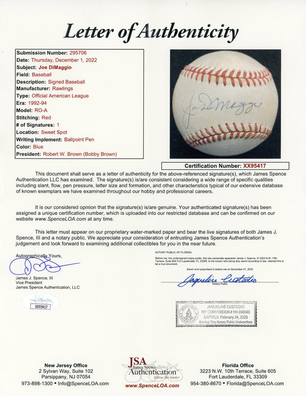 Joe Dimaggio AUTOGRAPHED 5 New York Yankees Custom Framed -  Denmark