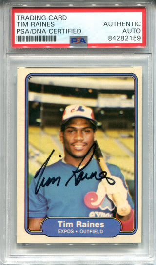 Tim Raines Autographed 1982 Fleer Card (PSA)