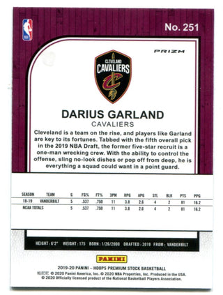 Darius Garland 2019 Panini NBA Hoops Shock Prizm #251 Rookie Card