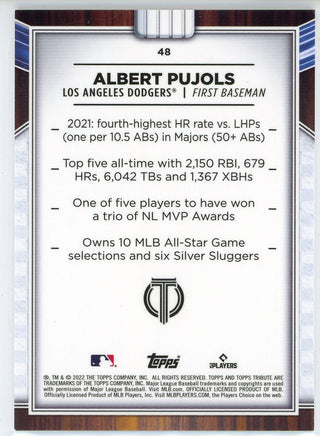 Albert Pujols 2022 Topps Tribute Card #48