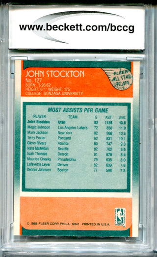 John Stockton 1988-89 Fleer #127 BCCG 10 Mint Card