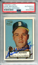 Eddie Mathews Autographed 1997 Topps Card (PSA)