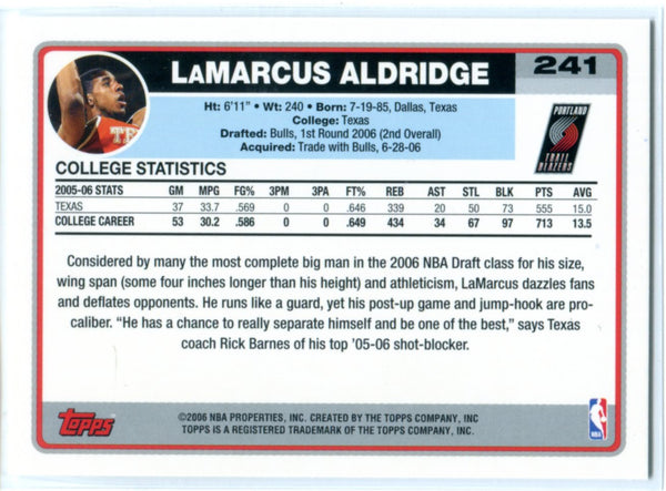 LaMarcus Aldridge 2006-07 Topps Rookie Card #241
