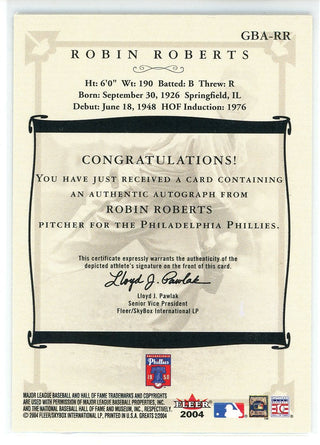 Robin Roberts Autographed 2004 Fleer Greats Card #GBA-RR