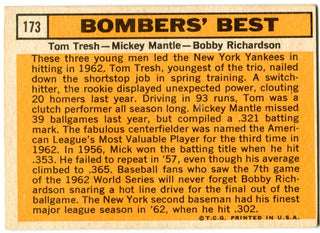 Bomber's Best 1963 Topps Card #173