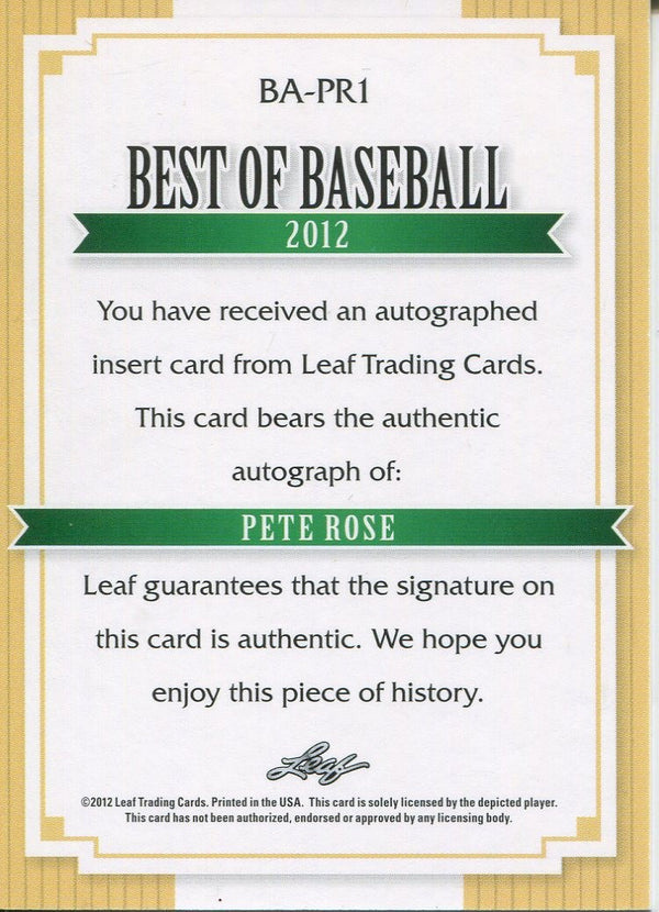 Pete Rose 2012 Leaf Autographed Card