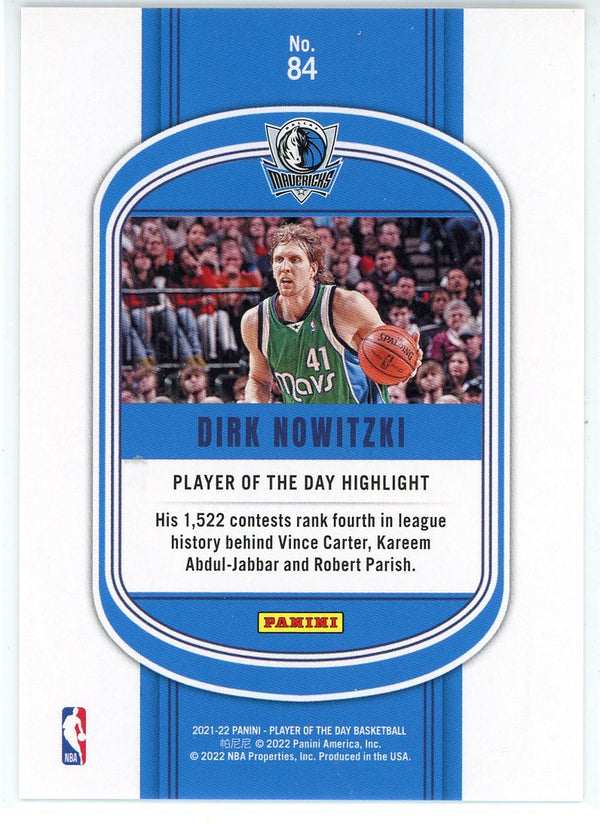 Dirk Nowitzki 2021-22 Panini Player of the Day Foil Card #84