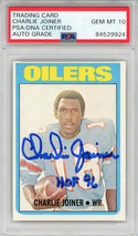 Charlie Joiner "HOF 96" Autographed 1972 Topps Card #244 (PSA Auto 10)