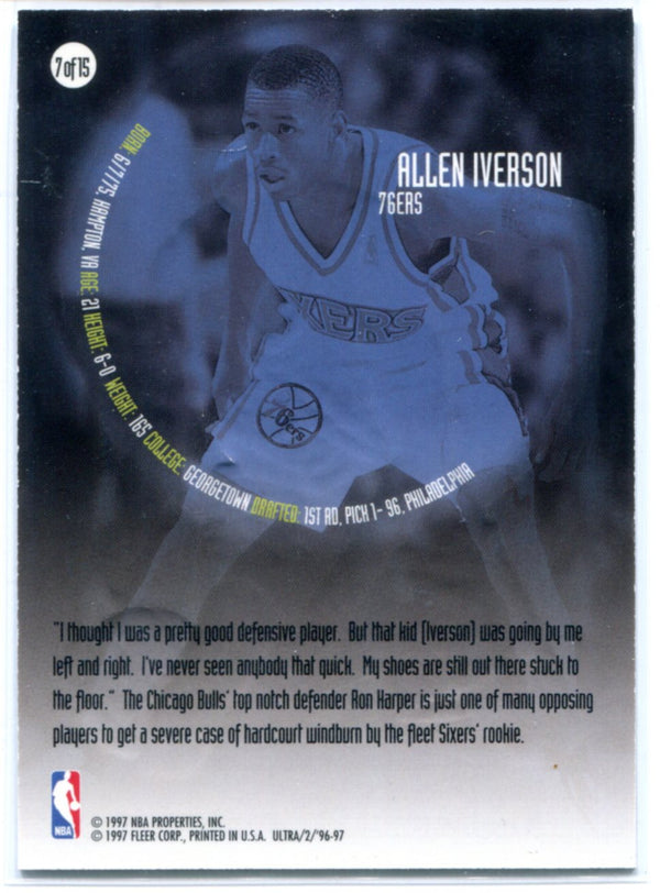 Allen Iverson 1996-97 Fleer Ultra Rookie Card #7