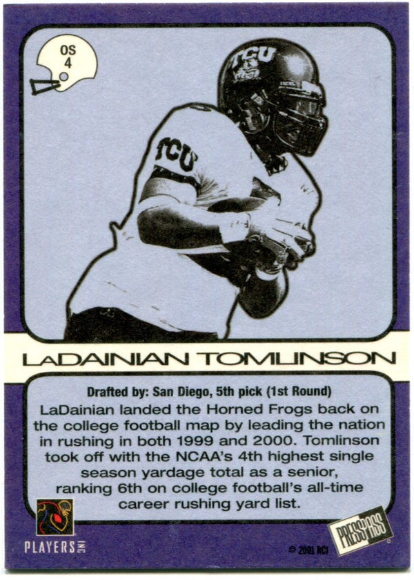 Ladanian Tomlinson Press Pass 2001 TCU Horned frogs