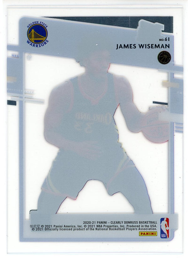 James Wiseman 2020-21 Panini Clearly Donruss Rated Rookie Card #61