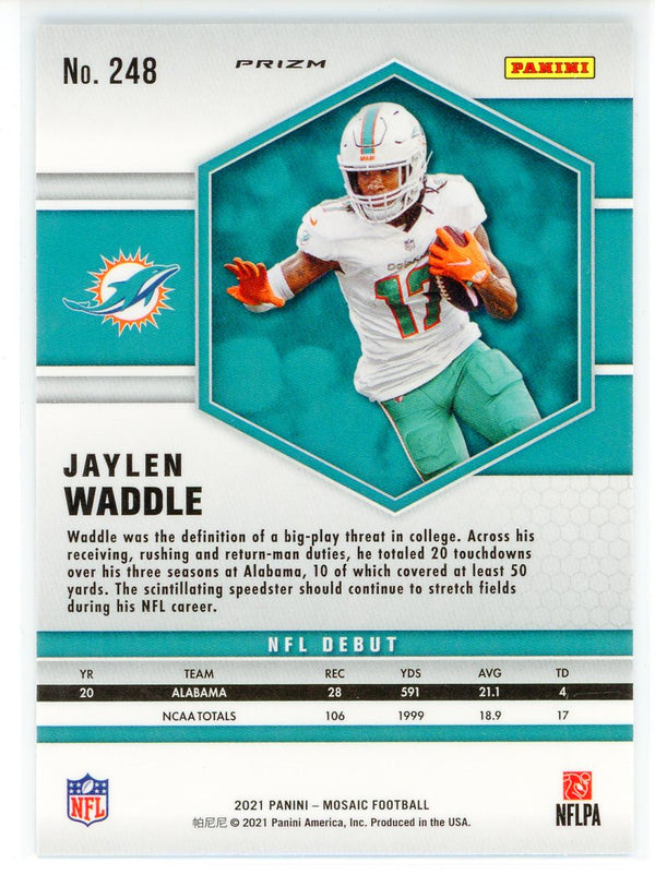 Jaylen Waddle 2021 Panini Mosaic NFL Debut Blue Prizm Rookie Card #248