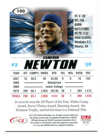 Cam Newton 2011 Sage Hit Rookie Card