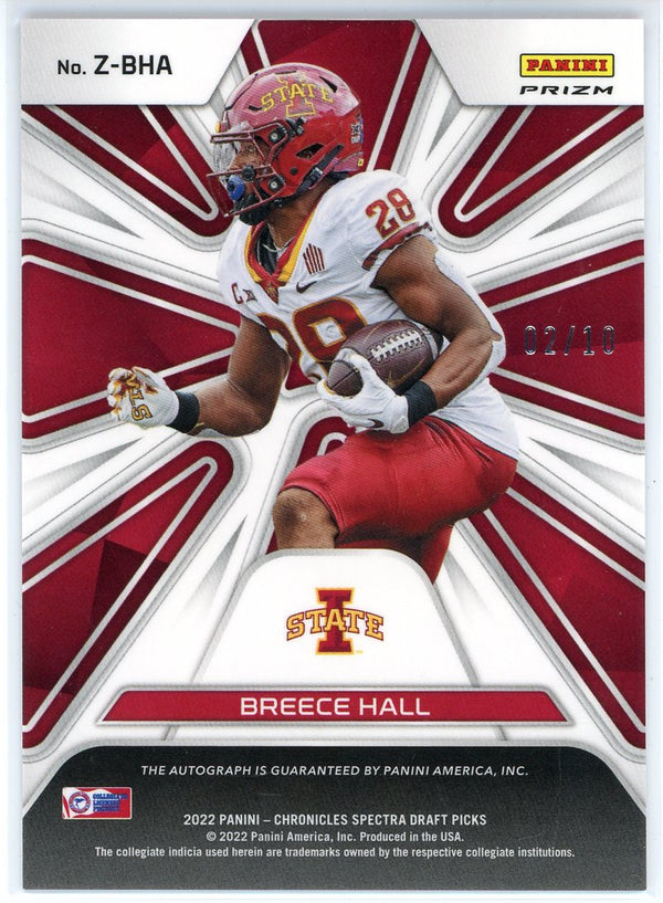 Breece Hall Autographed 2022 Panini Chronicles Spectra Draft Picks In