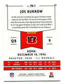 Joe Burrow 2020 Panini Chronicles #PA1 RC