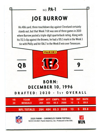 Joe Burrow 2020 Panini Chronicles #PA1 RC