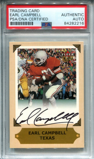 Earl Campbell Autographed 2001 Fleer Card (PSA)